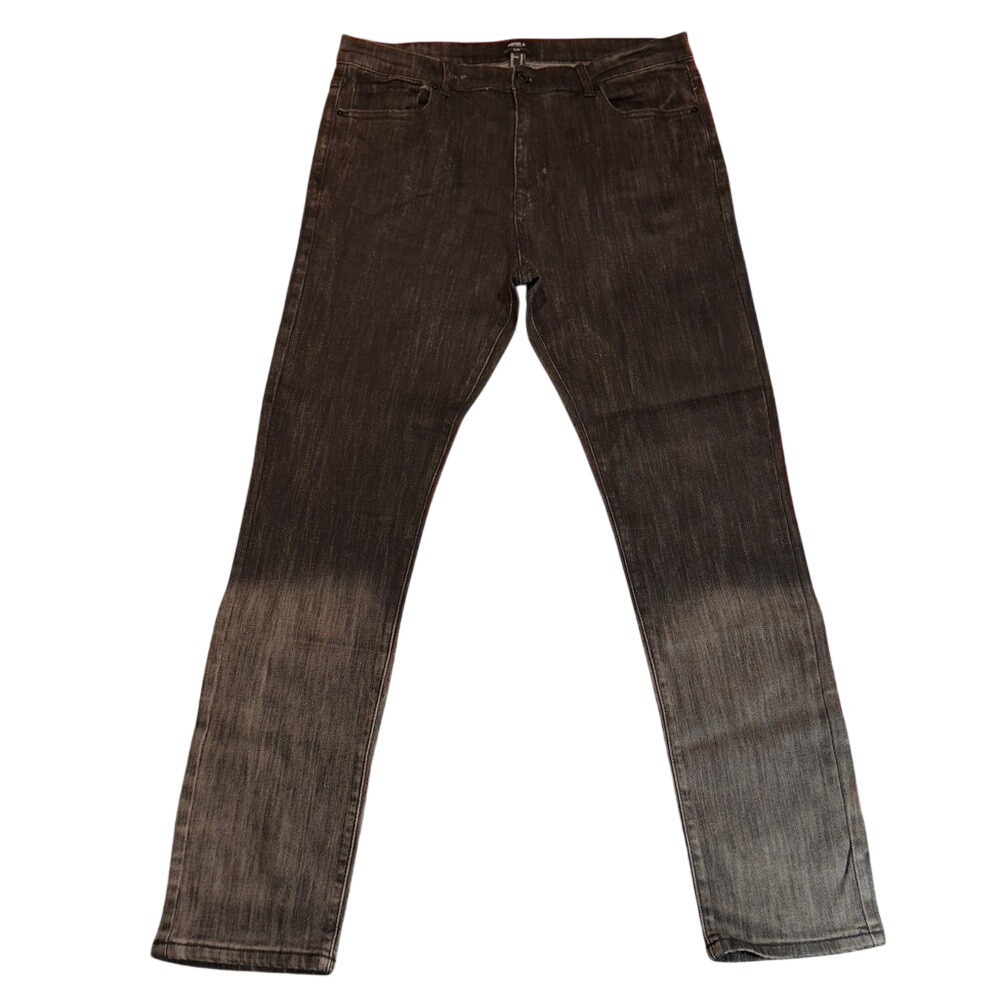 Forever 21 Mens Slim Waxed Jeans Dark Gray Ombre Fade Gradient‎ Size 36